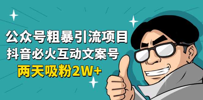 公众号粗暴引流项目：抖音必火互动文案号，两天吸粉2W+（可持续操作）-创业网