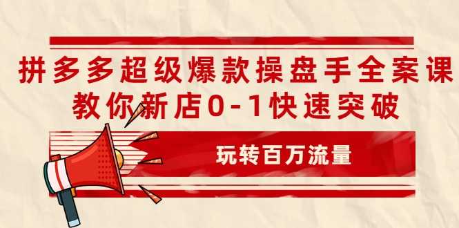 拼多多超级爆款操盘手全案课，教你新店0-1快速突破，玩转百万流量-创业网