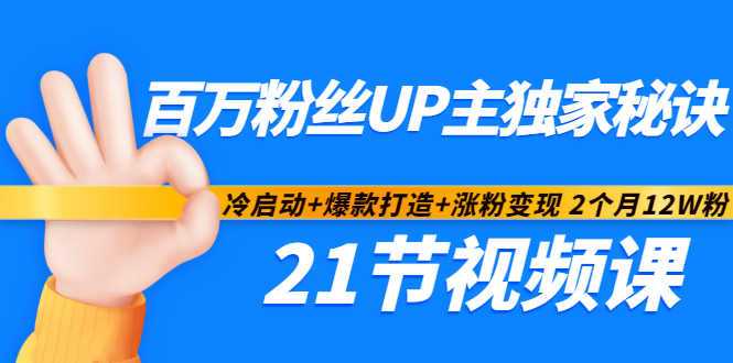 百万粉丝UP主独家秘诀：冷启动+爆款打造+涨粉变现2个月12W粉（21节视频课)-创业网