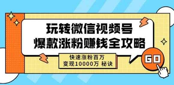 玩转微信视频号爆款涨粉赚钱全攻略，快速涨粉百万变现万元秘诀-创业网