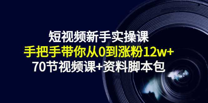 短视频新手实操课：手把手带你从0到涨粉12w+（70节视频课+资料脚本包）-创业网