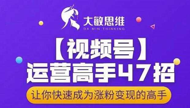 大敏思维-视频号运营高手47招，让你快速成为涨粉变现高手-创业网