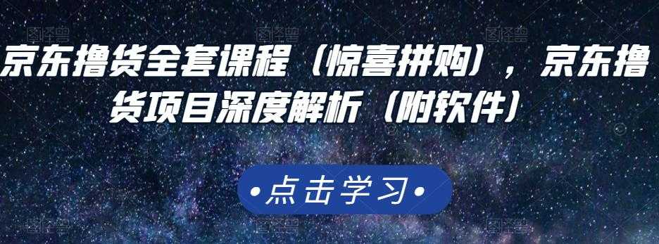 京东撸货全套课程（惊喜拼购），京东撸货项目深度解析（附软件）-创业网