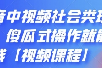 抖音中视频社会类玩法，傻瓜式操作就能赚钱【视频课程】-创业网