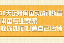 30天玩赚闲鱼实战训练营，闲鱼专业卖家教你如何打造自己店铺-创业网