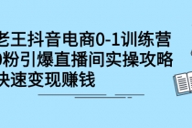 抖音电商0-1训练营，0粉引爆直播间实操攻略，快速变现赚钱-创业网