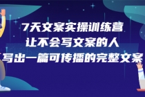 7天文案实操训练营第17期，让不会写文案的人，写出一篇可传播的完整文案-创业网