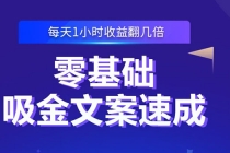 零基础吸金文案速成：小白也可以写出爆款文章，每天一小时收益翻几倍-创业网