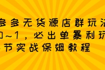 拼多多无货源店群：从0~1，必出单10单利润1000+暴利玩法，36节实战保姆教程-创业网