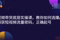 短视频带货底层实操课，教你如何选爆品、了解获短视频流量密码，正确起号-创业网