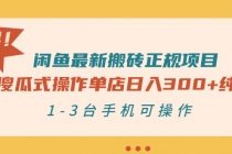 闲鱼最新搬砖正规项目：傻瓜式操作单店日入300+纯利，1-3台手机可操作-创业网