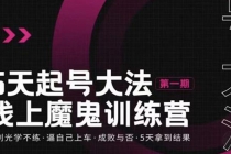 五天起号魔鬼训练营，告别光学不练，逼自己上车，成败与否，5天拿到结果-创业网