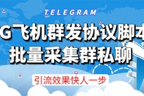 【引流必备】TG飞机群发协议脚本，批量采集群私聊，打广告引流效果立竿见影-创业网