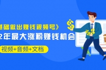 《零基础做出赚钱视频号》2022年最大涨粉赚钱机会（视频+音频+图文)价值199-创业网