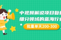 某付费文章：中视频解说项目复盘：细分领域的蓝海行业 批量单天200-300收益-创业网