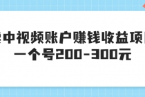 某599元收费培训：卖中视频账户赚钱收益项目 一个号200-300元（13节完整版)-创业网