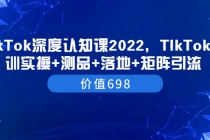 TIkTok深度认知课2022，TIkTok培训实操+测品+落地+矩阵引流-创业网