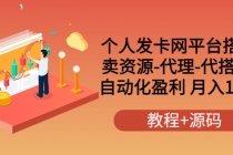 个人发卡网平台搭建，卖资源-代理-代搭建 自动化盈利 月入1W+-创业网