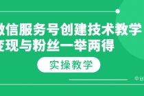 微信服务号创建技术教学，变现与粉丝一举两得-创业网