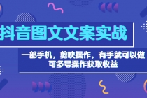 抖音图文毒文案实战：一部手机 剪映操作 有手就能做，单号日入几十 可多号-创业网