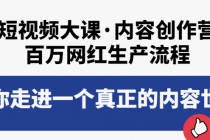 短视频大课·内容创作营：百万网红生产流程，带你走进一个真正的内容世界-创业网