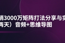 某线下培训：月销3000万矩阵打法分享与实操音频+思维导图-创业网