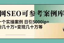 《全网SEO可参考案例库》几十个实操案例 日引5000ip+涨粉百W+变现几十W等!-创业网