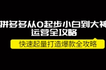 拼多多从0起步小白到大神运营全攻略，快速起量打造10W+爆款全攻略！-创业网