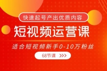 短视频运营课，适合短视频新手0-10万粉丝，快速起号产出优质内容-创业网