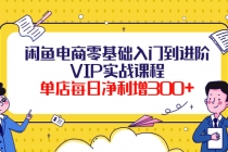 闲鱼电商零基础入门到进阶VIP实战课程，单店每日净利增300+-创业网