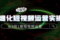 精细化短视频运营实操课，从0到1做短视频运营：算法篇+定位篇+内容篇-创业网