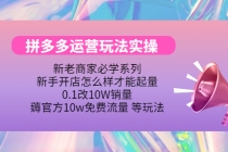 拼多多运营玩法实操，0.1改10W销量，薅官方10w免费流量 等玩法！-创业网