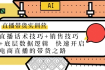 直播带货实训营：话术技巧+销售技巧+底层数据逻辑  快速开启直播带货之路-创业网