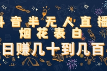 抖音半无人直播烟花表白，日赚几十到几百-创业网