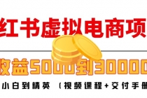 小红书虚拟电商项目：从小白到精英 月收益5000到30000 (视频课程+交付手册)-创业网