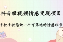 抖音短视频情感变现项目：手把手教您做一个可落地的情感账号-创业网