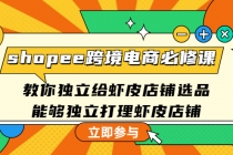 shopee跨境电商必修课：教你独立给虾皮店铺选品，能够独立打理虾皮店铺-创业网