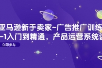 亚马逊新手卖家-广告推广训练营：0-1入门到精通，产品运营系统课！-创业网