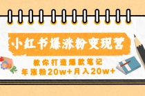 小红书爆涨粉变现营教你打造爆款笔记，年涨粉20w+月入20w+-创业网