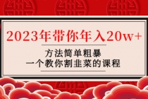 韭菜-联盟· 2023年带你年入20w+方法简单粗暴，一个教你割韭菜的课程-创业网