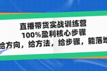 直播带货实战训练营：100%盈利核心步骤，给方向，给方法，给步骤，能落地-创业网