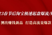 2023春节后淘宝极速起盘爆流/爆单：测出赚钱新品  打造高流量爆款-创业网