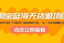 淘宝蓝海无货源项目，不囤货不推广只做冷门高利润代发，花一半时间赚10倍钱-创业网