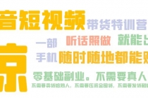 抖音短视频·带货特训营15期 一部手机 听话照做 就能出单 随时随地都能赚钱-创业网