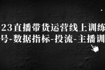 2023直播带货运营线上训练营，起号-数据指标-投流-主播训练-创业网