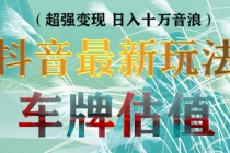 抖音最新无人直播变现直播车牌估值玩法项目 轻松日赚几百+【详细玩法教程】-创业网