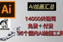 AI绘画汇总14000关键词+35个国内AI绘画工具(兔费+付费)头像壁纸不愁-无水印-创业网