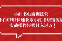 小红书电商训练营，小白0到1快速获取小红书店铺流量，实战操作月入过万-创业网