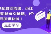 小红书私域引流课，小红书引流私域成交秘籍，1个月加爆私域！-创业网