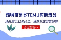 跨境拼多多TEMU实操选品运营方法，选品避坑12条标准，爆款的底层思路等-创业网